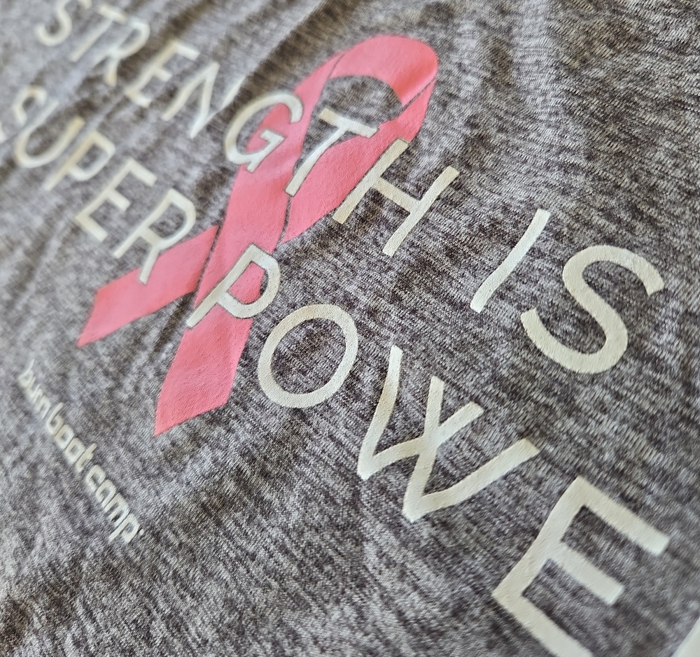 Burn Boot Camp Gray Tank Top with Pink Awareness Ribbon